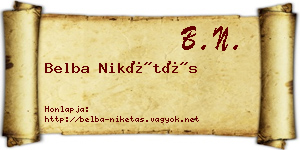 Belba Nikétás névjegykártya
